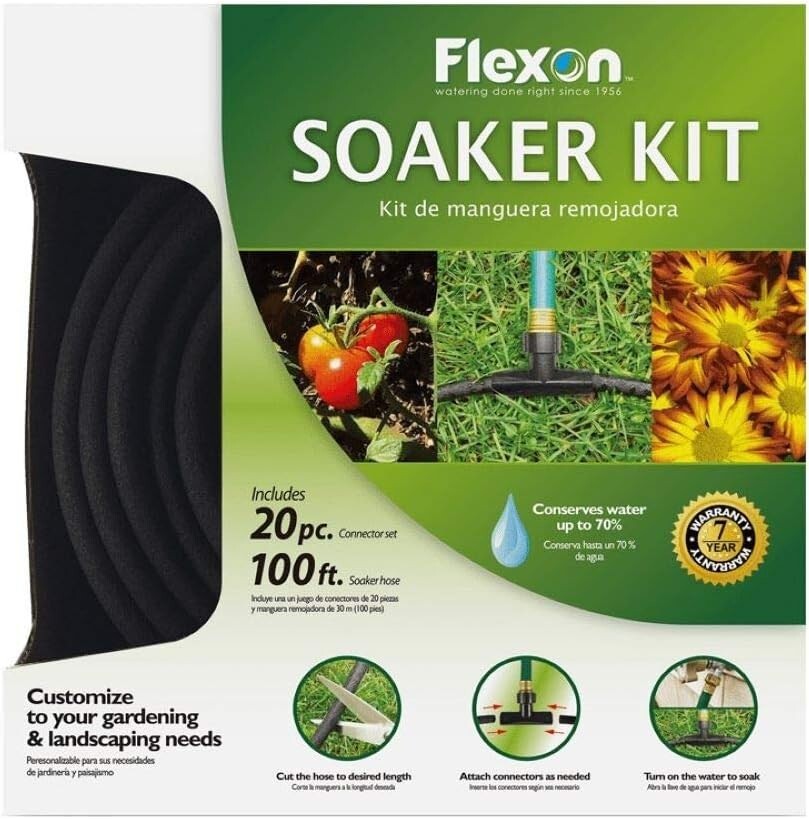 Durable 100-ft Soaker Hose Kit with 20 Connectors for Efficient Plant Watering