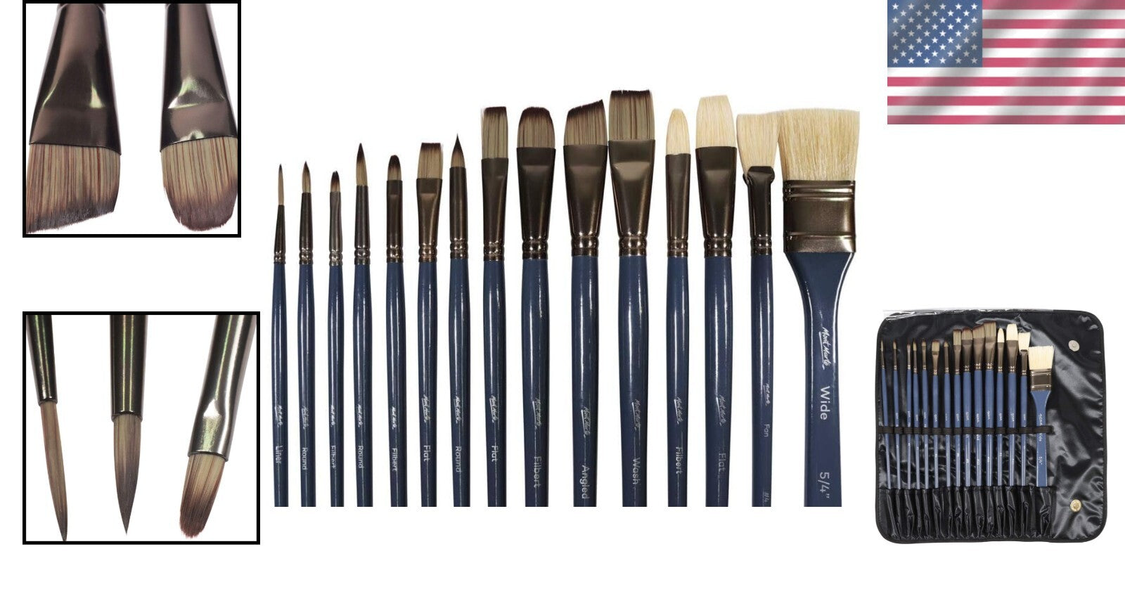 15-Piece Premium Paint Brush Set in Roll Case - Perfect for Artists Everywhere