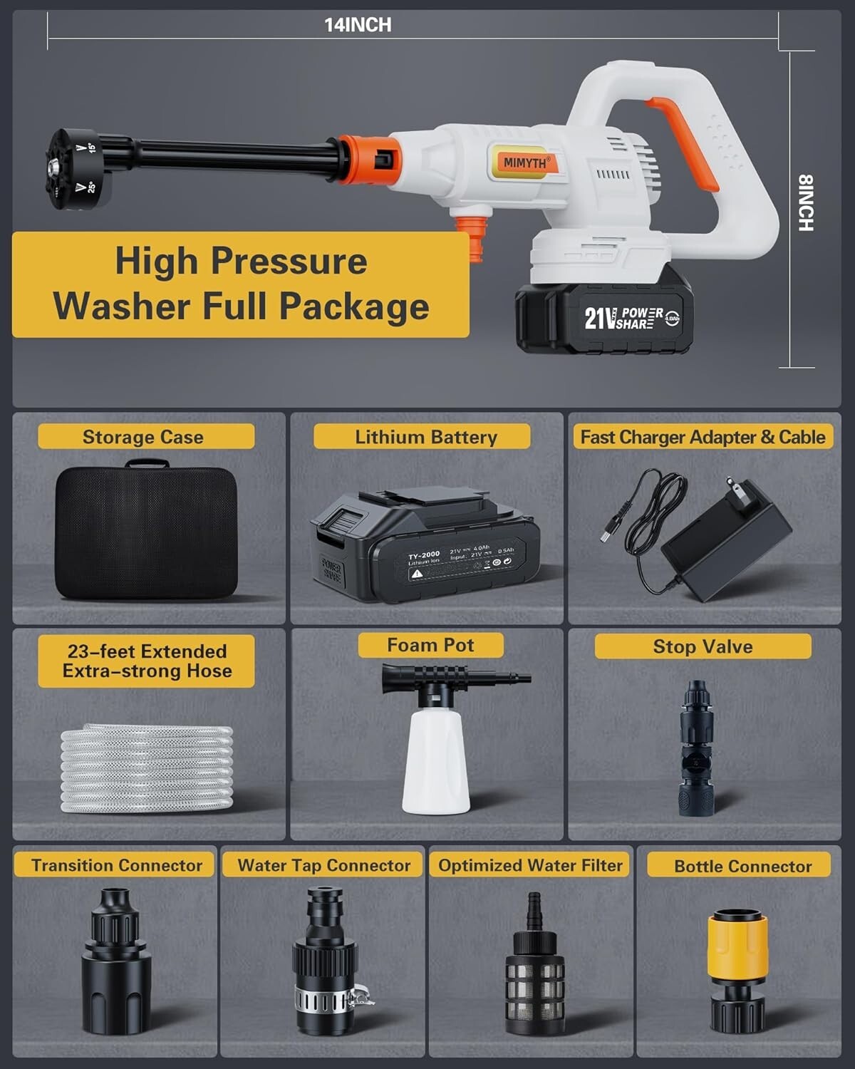 Efficient 1200 PSI Cordless Pressure Washer with Adjustable Nozzle & Battery