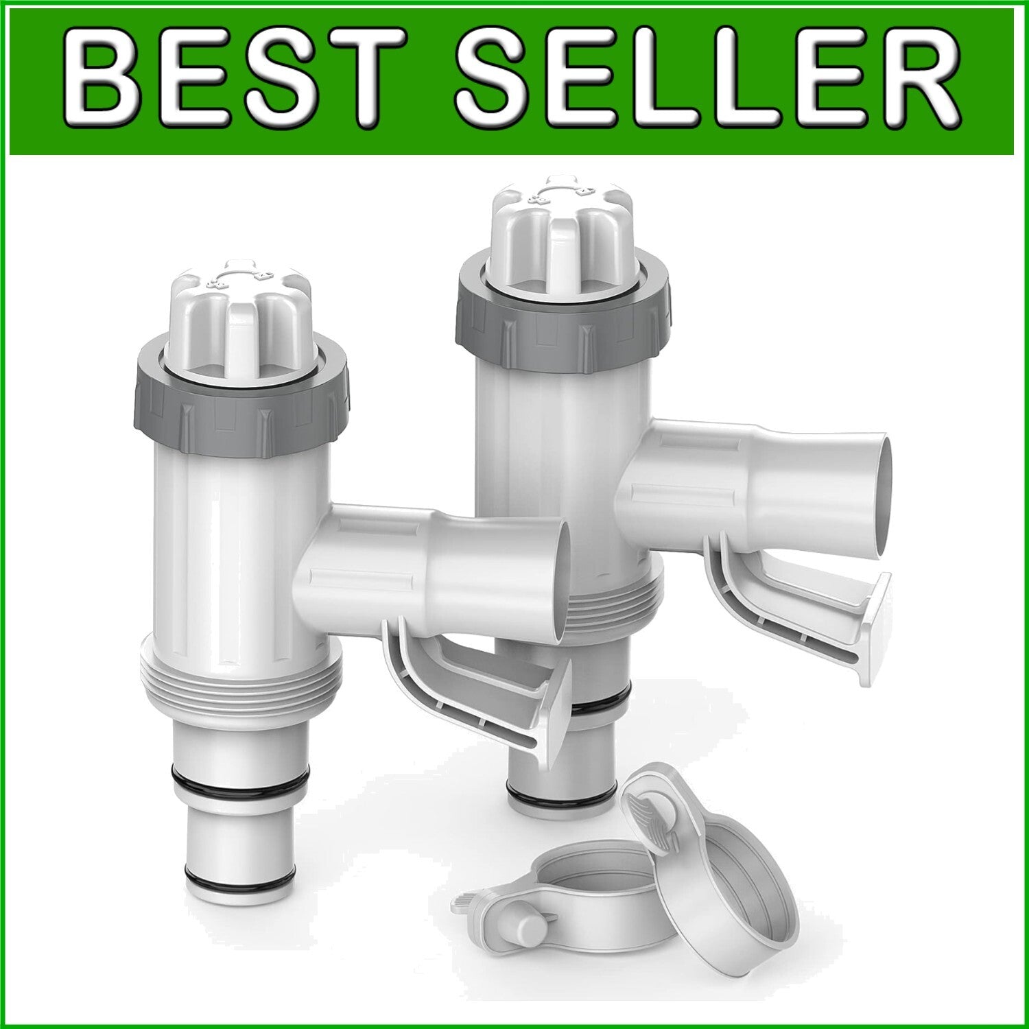 Durable Swimming Pool Hose Adapter with Leak-Proof Plunger Valves - 2 Pack