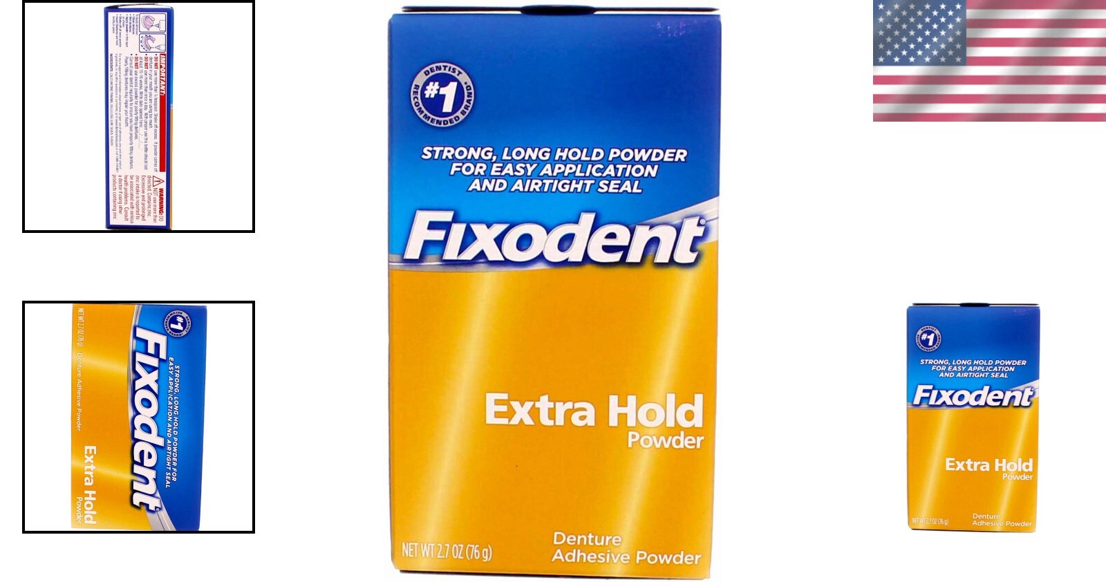 Extra Hold Denture Adhesive Powder - Lightweight 2.7 oz - Six Convenient Packs