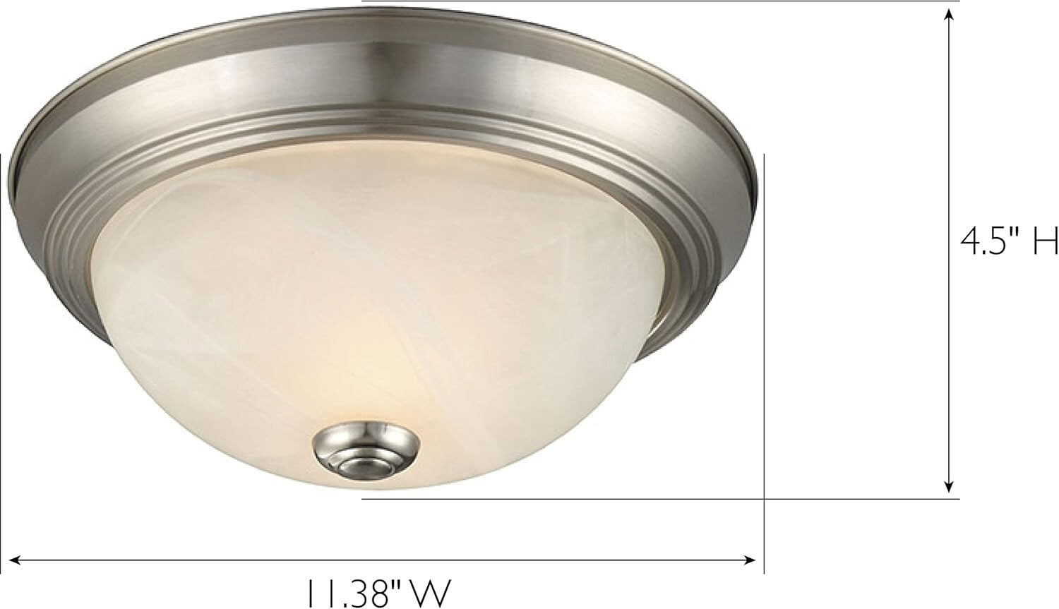Modern 2-Light Flush Mount Ceiling Light Set - Satin Nickel with Alabaster Shade