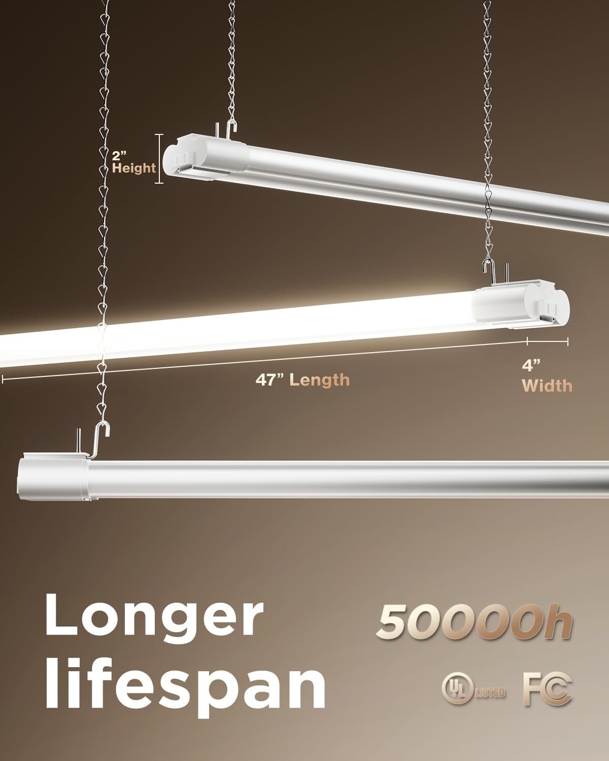 Commercial Grade Linkable LED Shop Lights - 4500 Lumen, 10 Pack, Modern Style