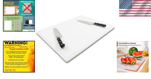 24x18 Inch Thick HDPE Cutting Board with Juice Groove - Ideal for BBQ & Grilling