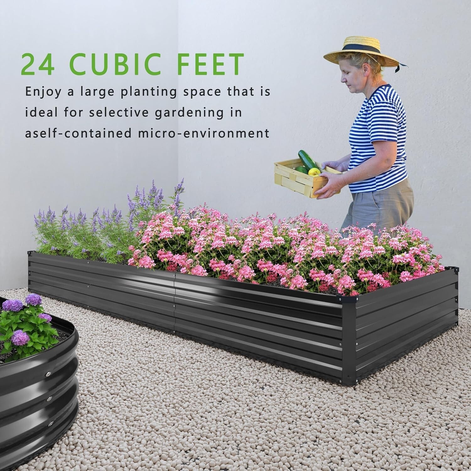 2PCS 12x2x1FT Galvanized Metal Raised Garden Bed Kit for Effortless Planting