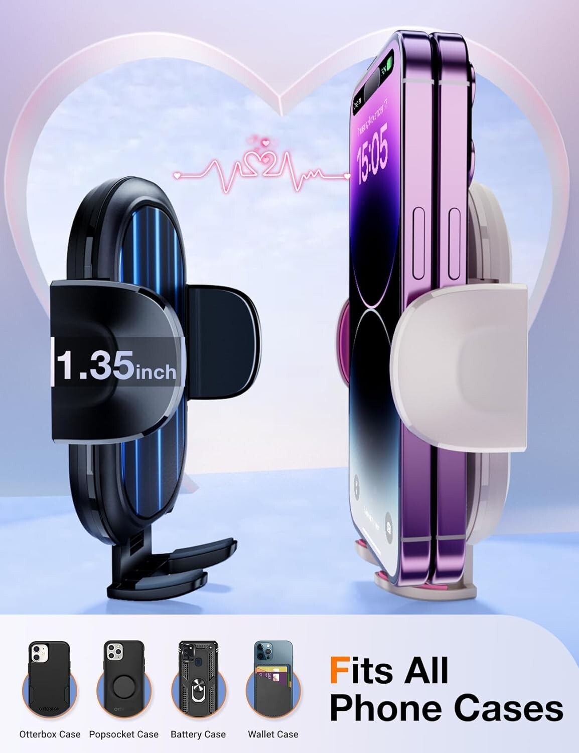 Lovely 2-Pack Phone Mounts for Cars - Secure Dashboard & Windshield Solution