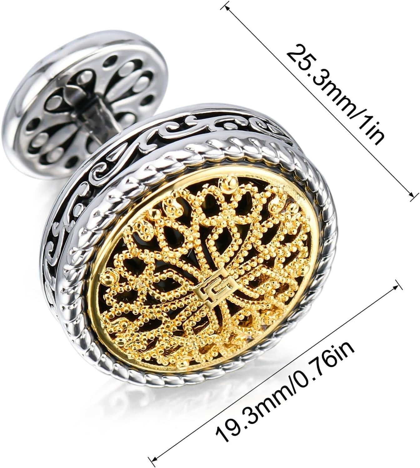 Gold-Plated Men's Cufflinks with 6 Shirt Studs - Ideal for Grooms & Fathers