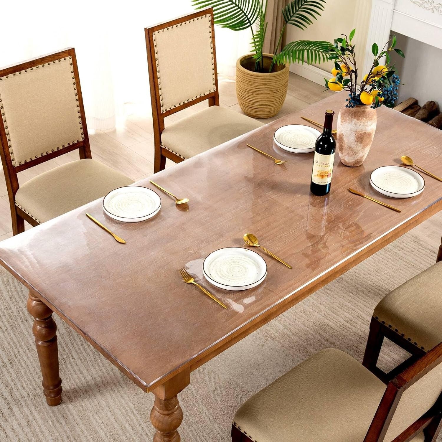 Protection and Elegance Combined: 40x66 Clear Vinyl Table Cover - Easy Clean