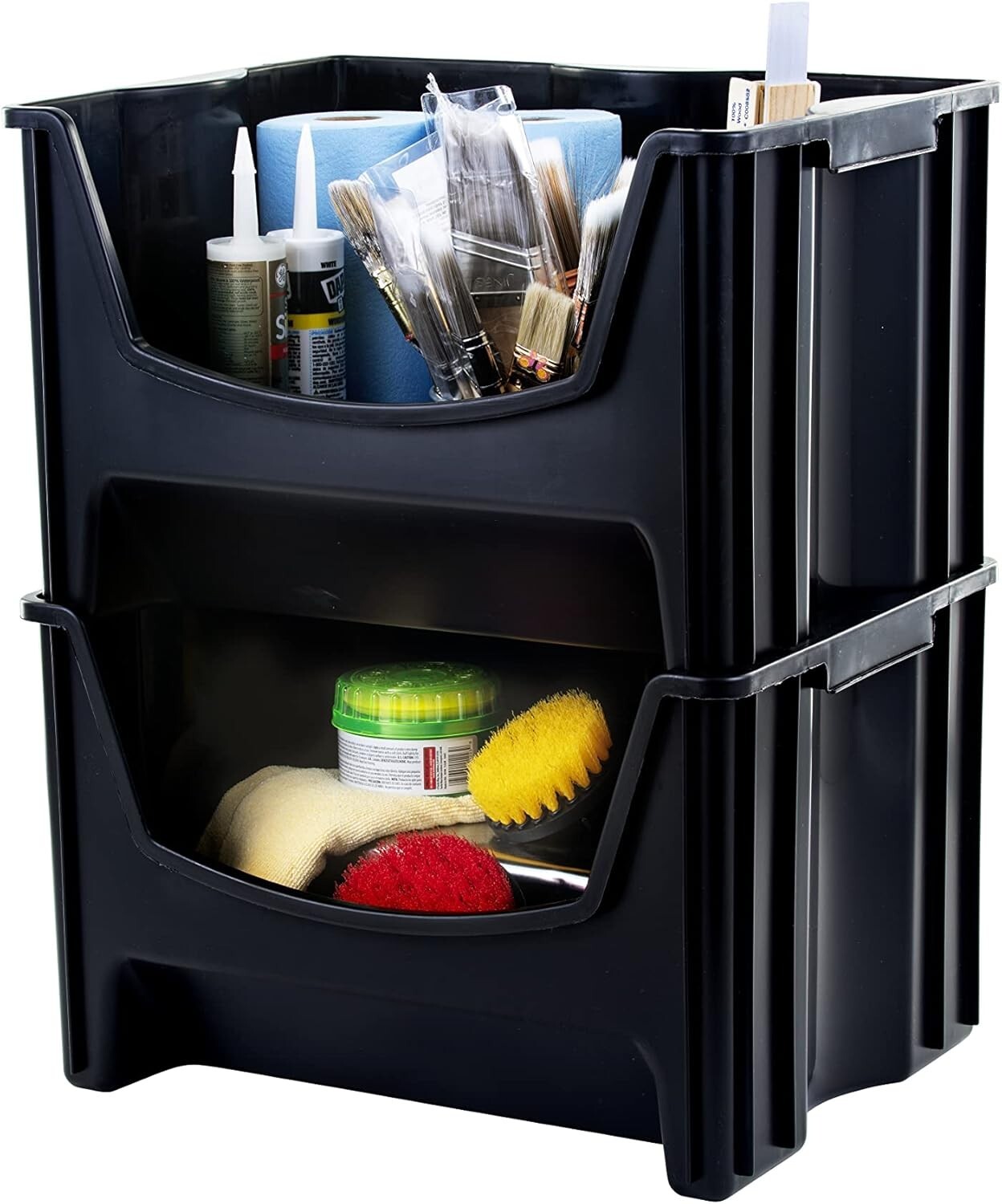 3-Piece Jumbo Stackable Storage Container Set, Durable with Extra-Large Handles