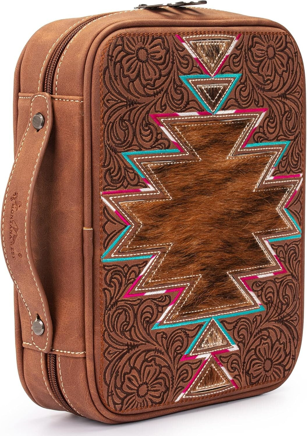 Aztec Pattern Vegan Leather Bible Cover with Embroidery - Protective and Stylish