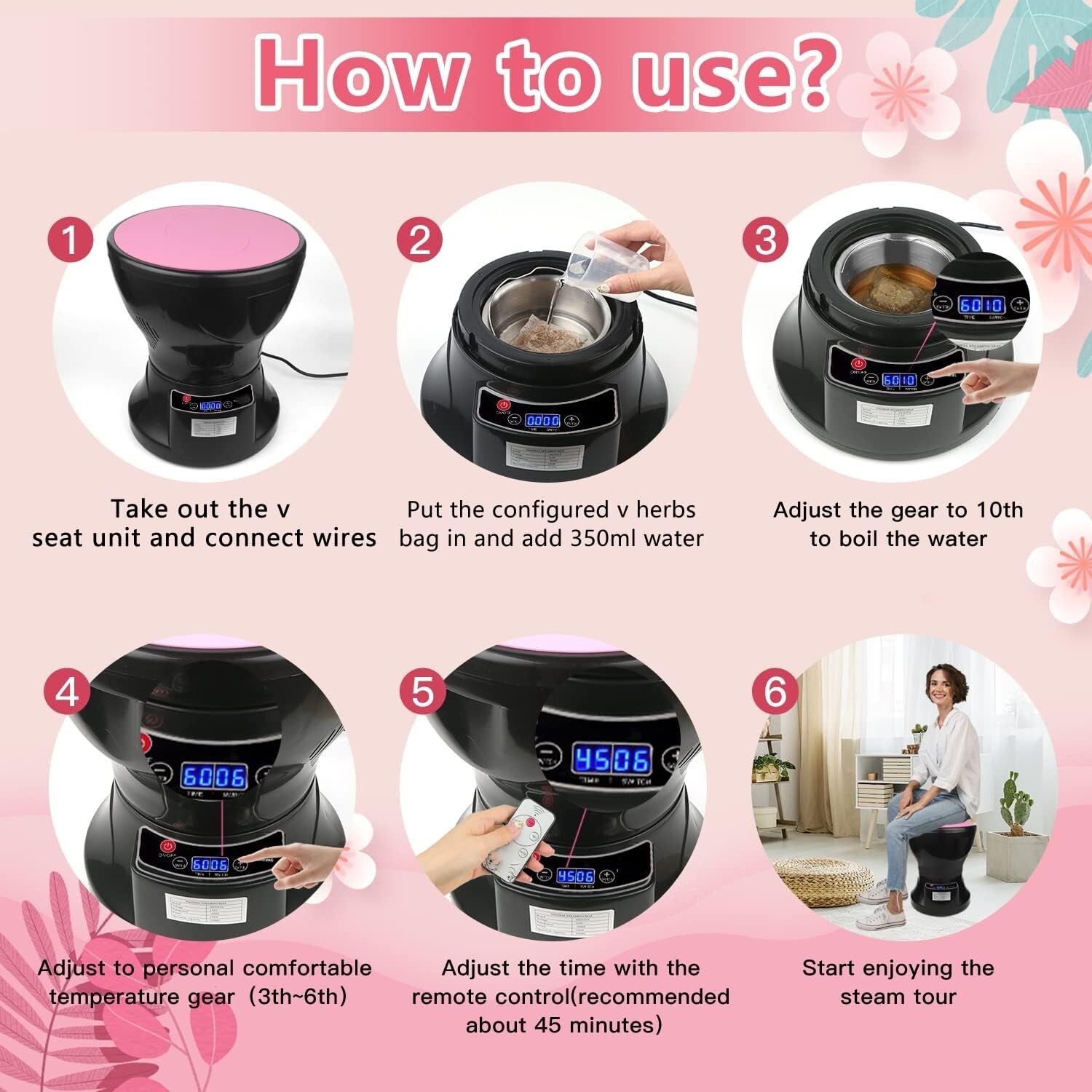 Dual Control Yoni Steamer with Soft Cushion & 20 Herbal Bags for At-Home Care