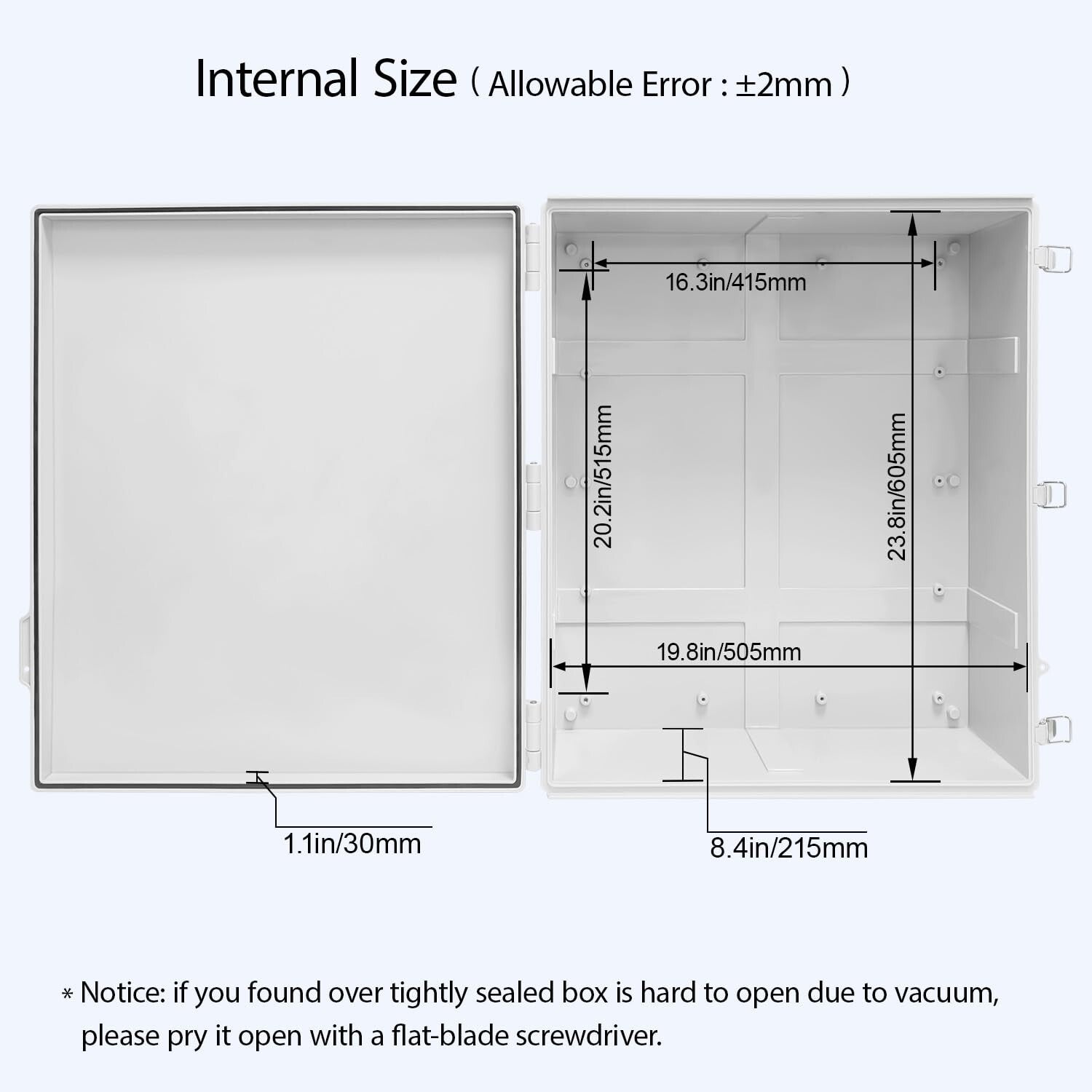 IP67 Waterproof Electrical Box - Hinged Cover with Stainless Steel Latch, 24....