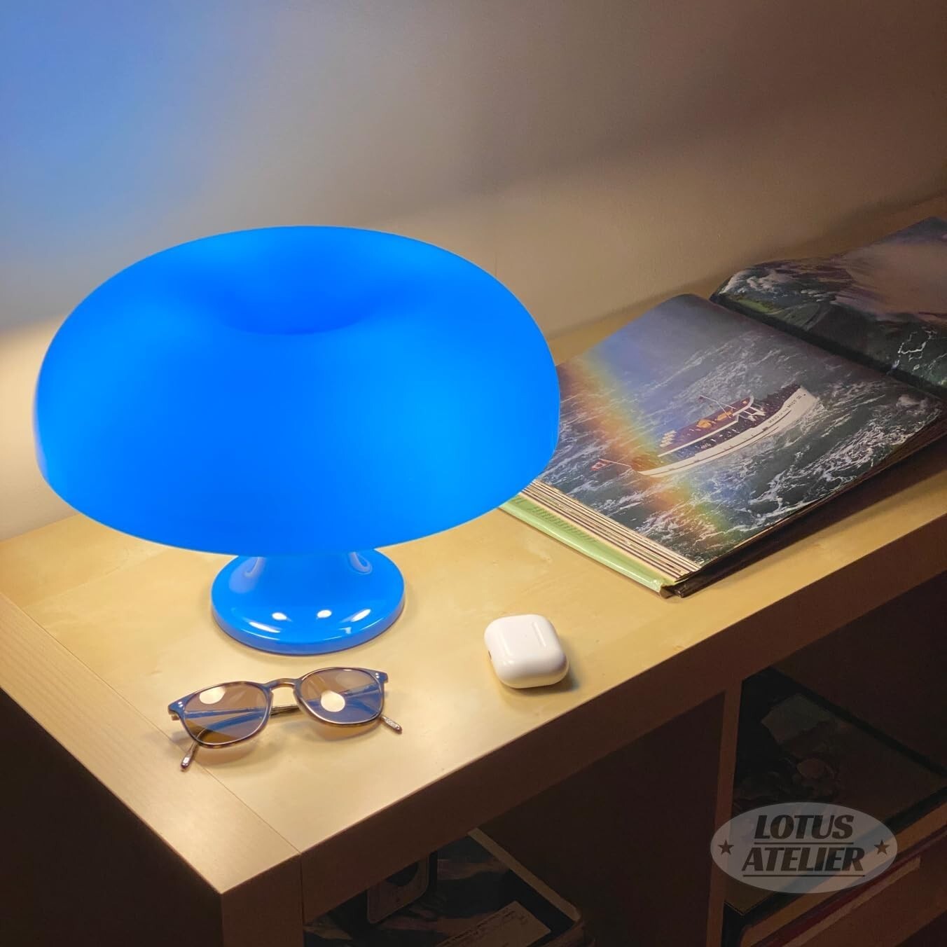 Blue Mushroom Lamp - Perfect for Aesthetic Bedrooms & Retro Living Rooms