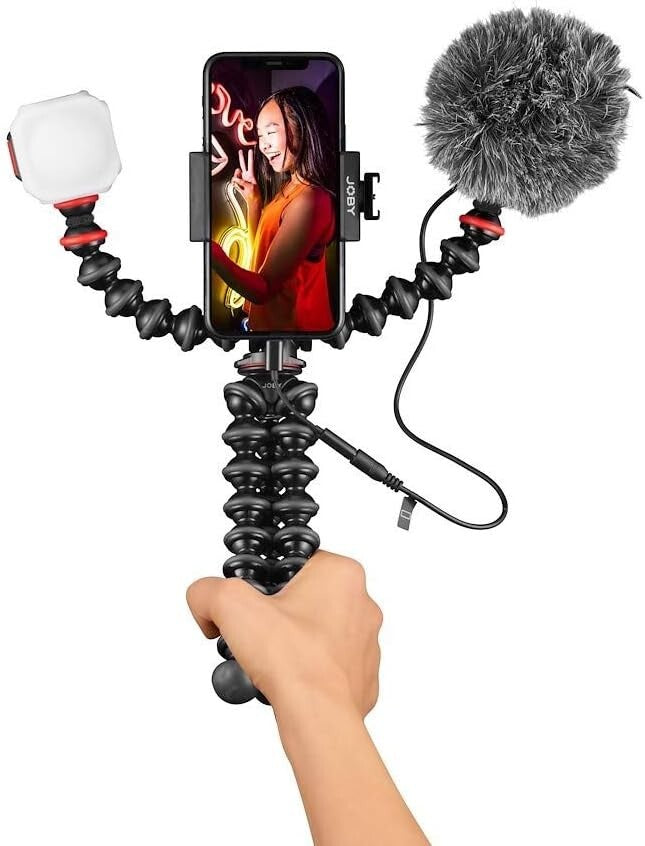 Lightweight GorillaPod Mobile Vlog Kit with Customizable Features & LED Light