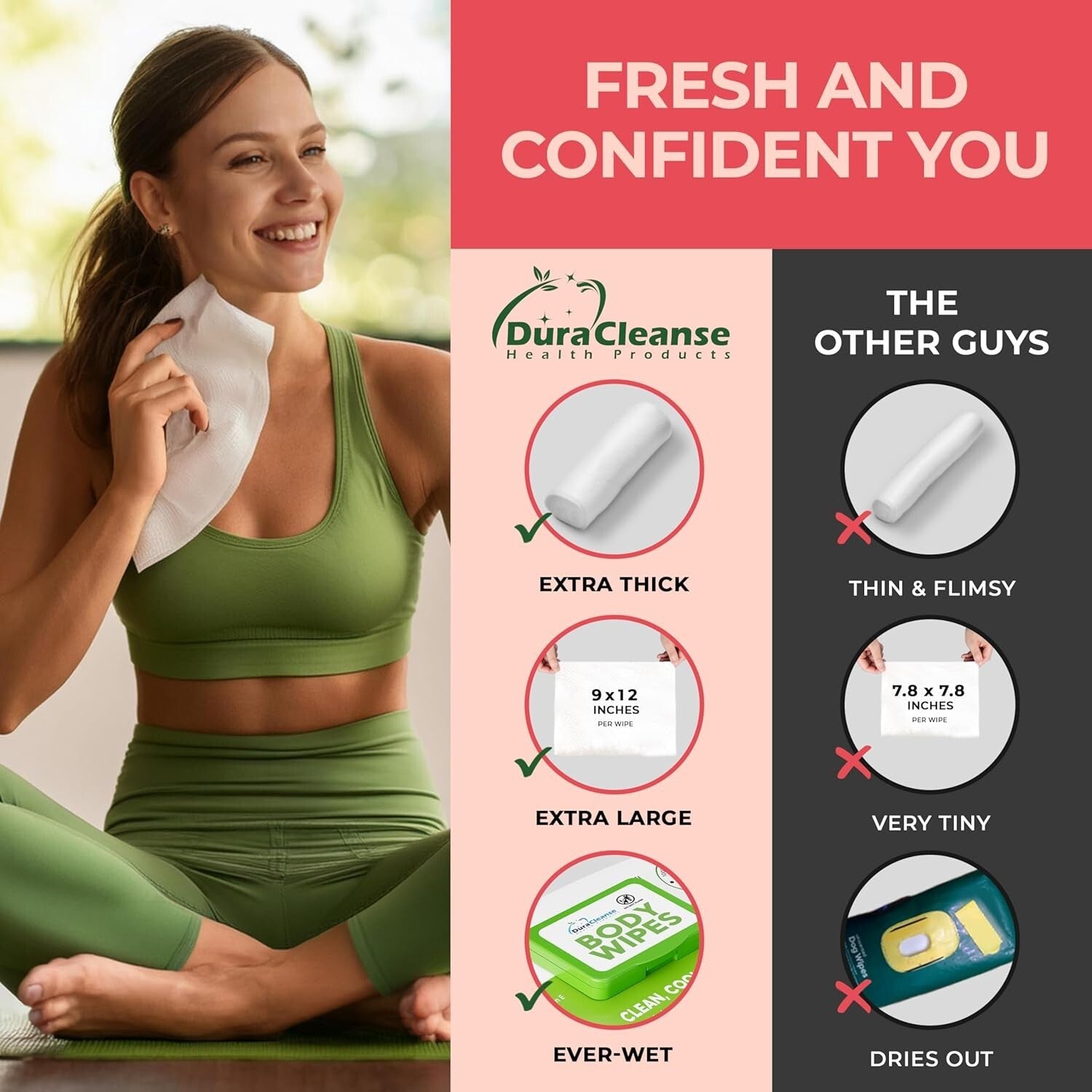 216 XL Travel Body Wipes for Women - Hypoallergenic, Aloe and Vitamin E Infused