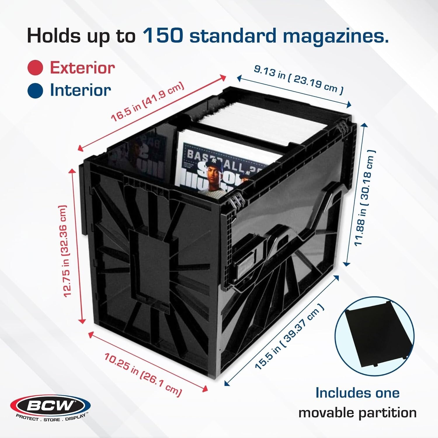 Ample Black Plastic Magazine Storage Bin with Sliding Locks for Secure Documents