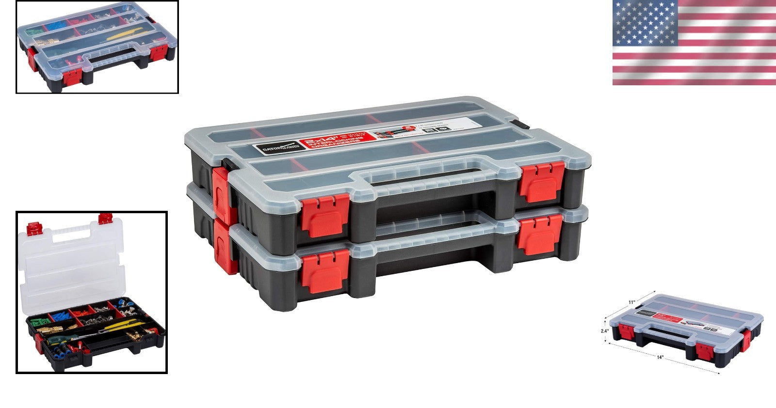 Durable 2-Pack Organizer Box for Small Tools - Water Repellent Storage Solution