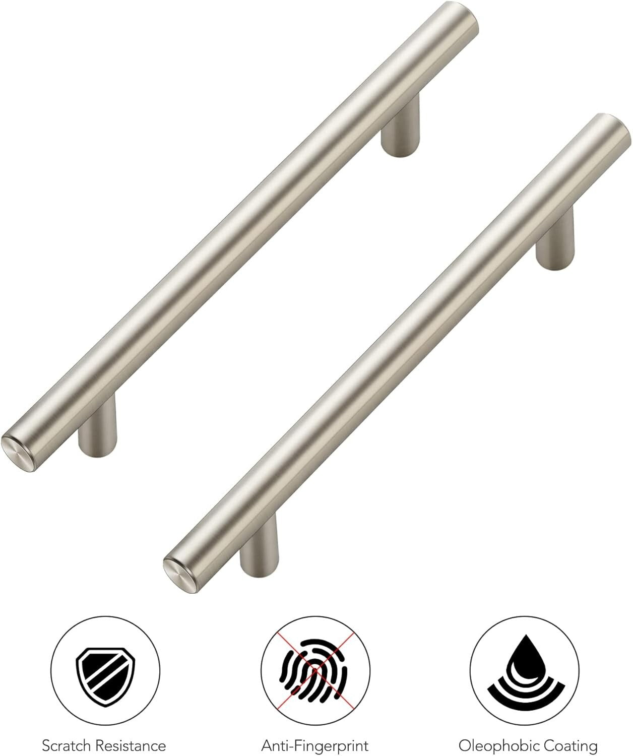40 Count Modern Brushed Nickel Cabinet Handles - 5” Hole Center with Templates