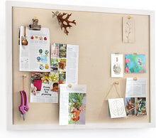Load image into Gallery viewer, Stylish 23x18 Inch Wall Hanging Bulletin Board with Pushpins - Vintage White