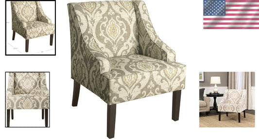 Elegant Suri Brown Upholstered Swoop Arm Accent Chair for Living Room & Bedroom