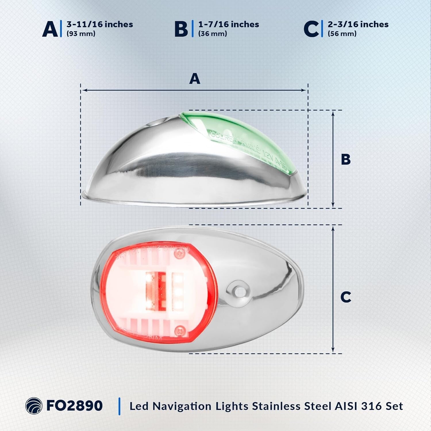 Bright Waterproof Navigation Lights - Red & Green LED Boat Lights, Marine Grade