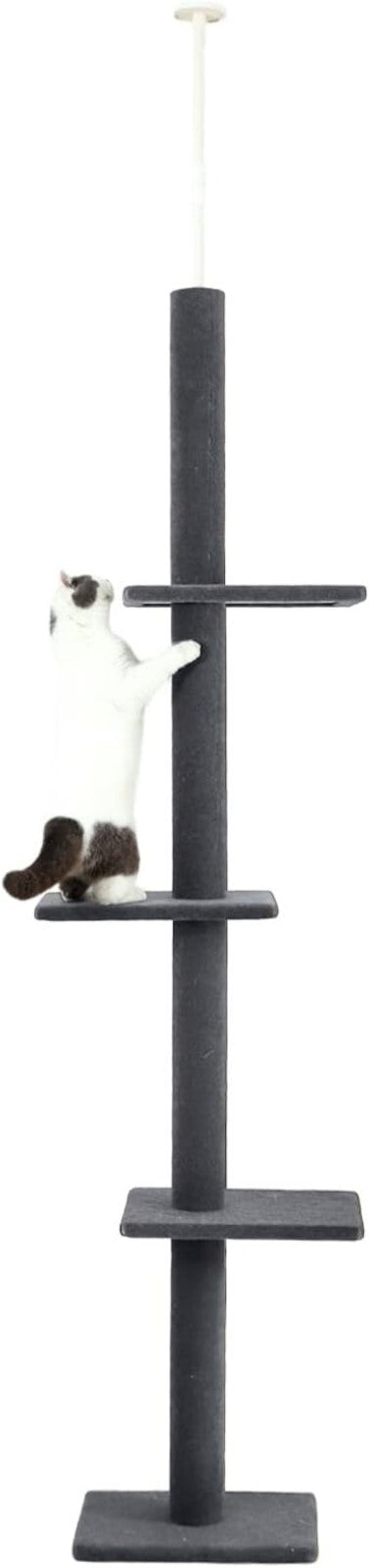 Indoor Adjustable Cat Tower 95-108” - Promote Climbing & Scratching Healthy Play