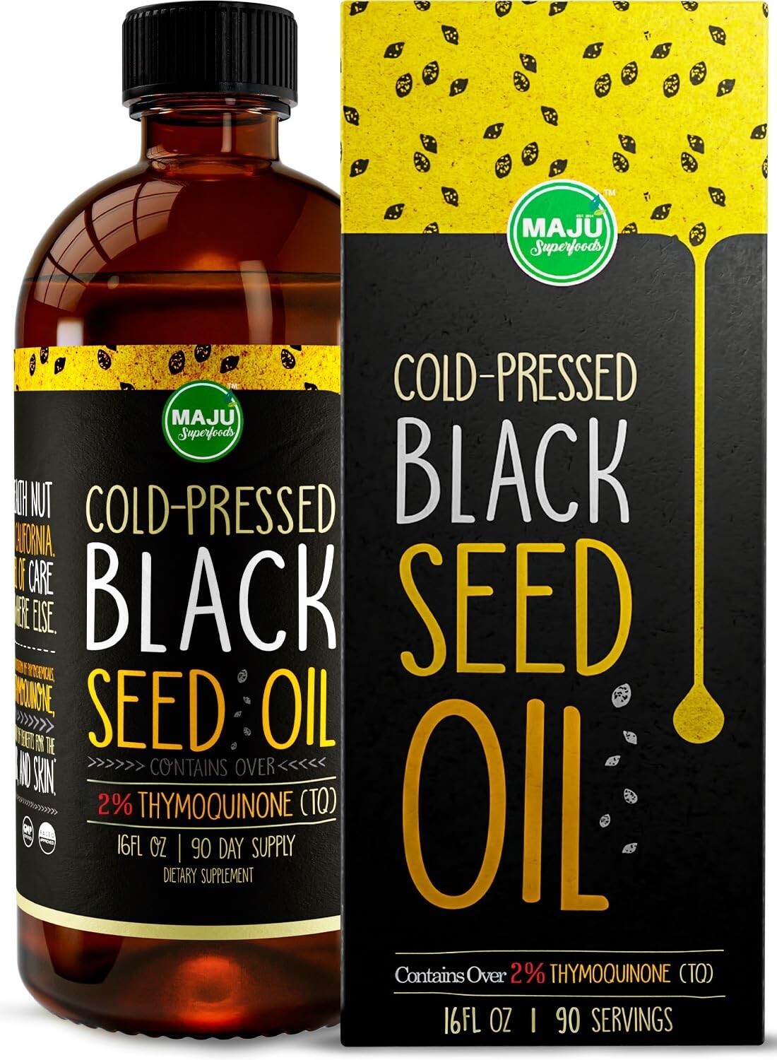 Premium Blackseed Oil 16oz with 3X Thymoquinone for Skin, Hair & Heart Health