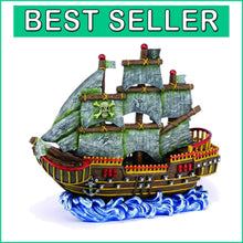 Load image into Gallery viewer, Multicolor Pirate Ship Aquarium Ornament - Safe for Freshwater &amp; Saltwater Tanks