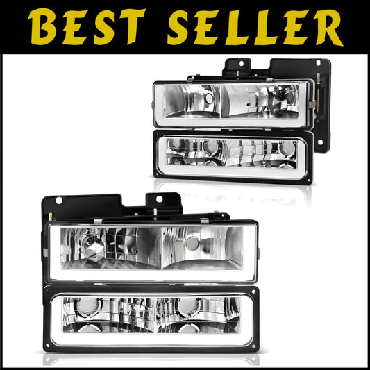 LED Headlight Assembly for 1990-1999 Chevy/GMC C/K & Suburban with DRL