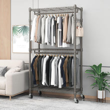 Load image into Gallery viewer, Versatile 3-Tier Metal Clothing Rack on Wheels for Organized Spaces - 80.7" High