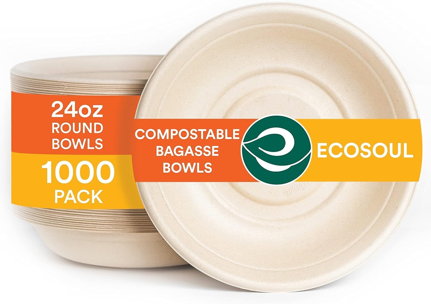 100% Compostable 24 Oz Soup Bowls - 1000 Pack Heavy-Duty Eco-Friendly Solution