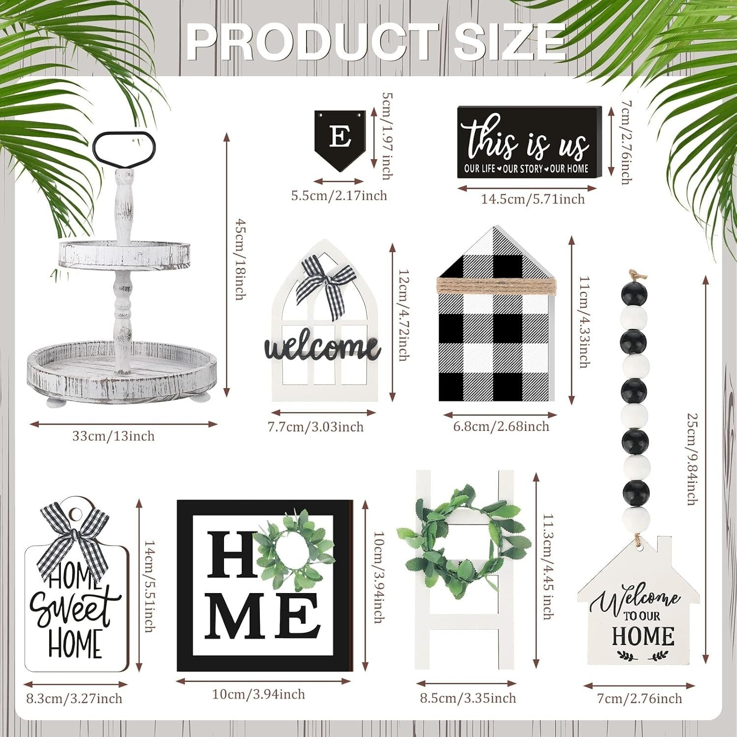 Charming Rustic Wood Tray Decor Set with 11 Signs - Ideal for Housewarming Gifts