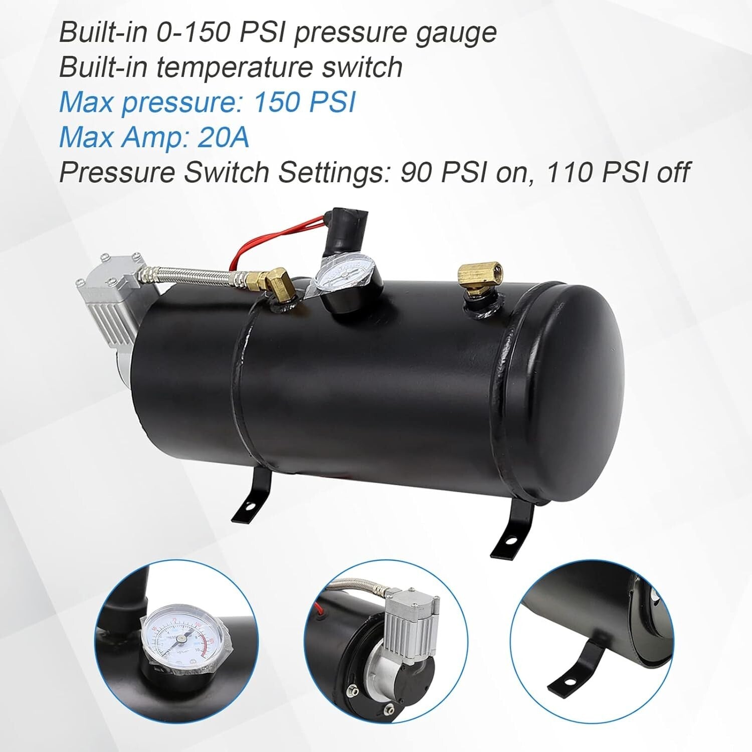 Super Loud 4 Trumpet Air Horn Kit with 150 PSI Compressor for Trucks and SUVs