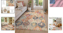 Load image into Gallery viewer, Soft Faux Wool 5x7 Area Rug - Stain-Resistant Floral Trellis for Easy Living