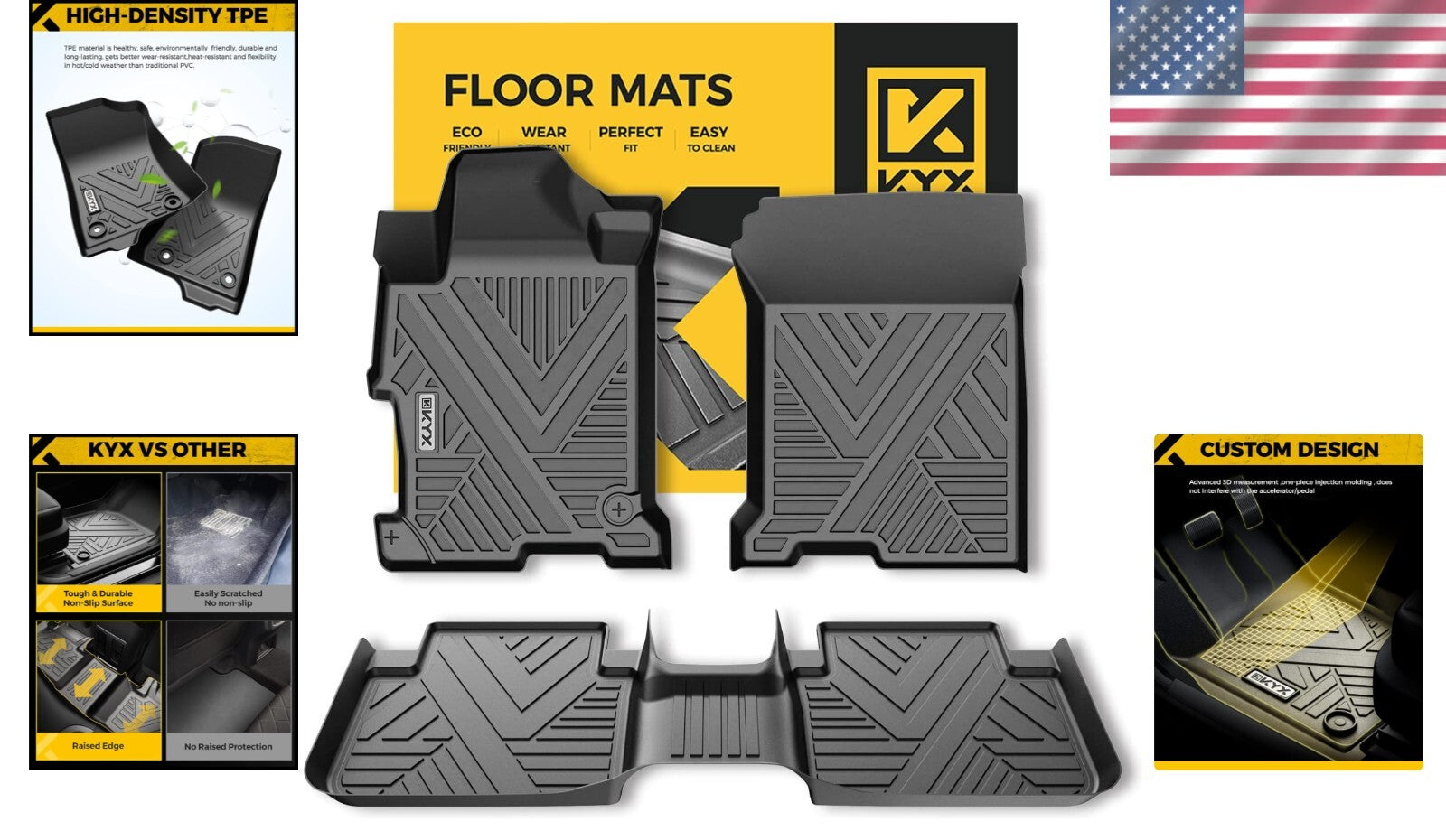 Durable Black TPE Floor Liners for Honda Accord 2013-2017 – Easy Clean & Install