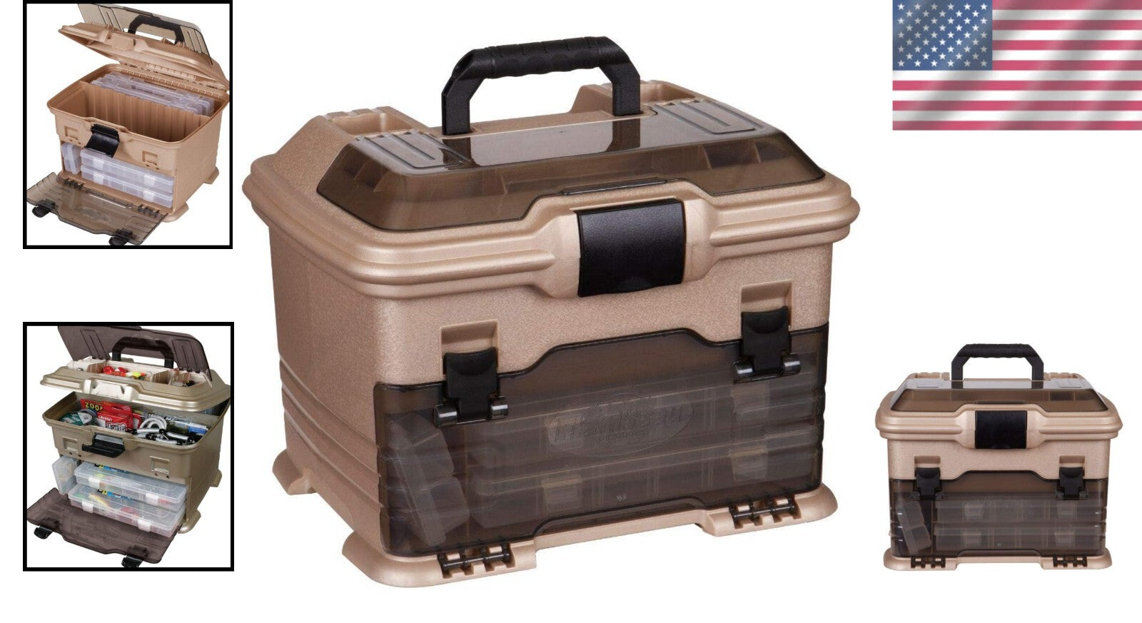 Gold/Black Portable Fishing Tackle Multiloader with Tuff Tainers & Compartments