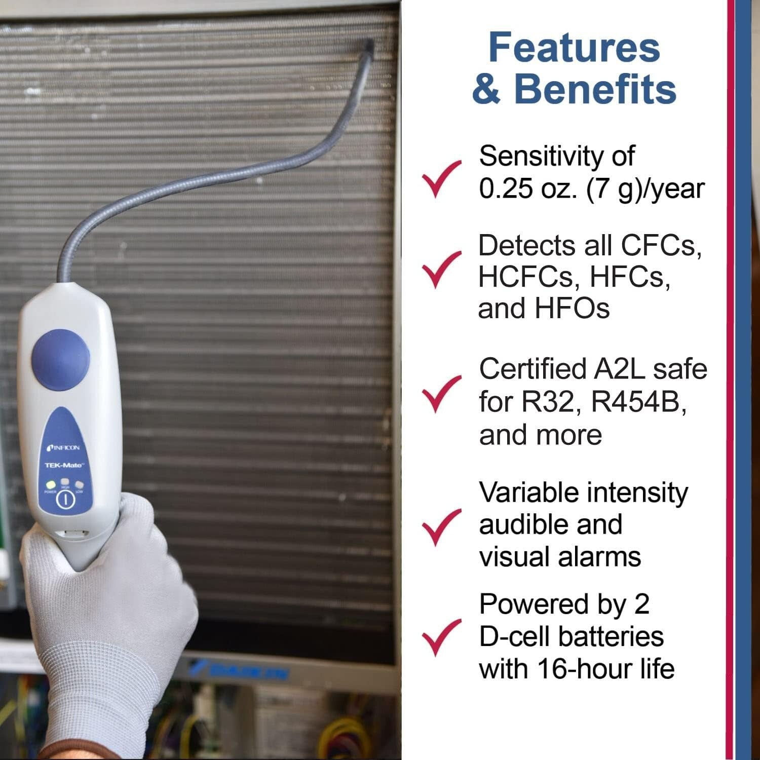 Compact and Reliable Refrigerant Leak Detector - Accurate, Battery-Powered Model