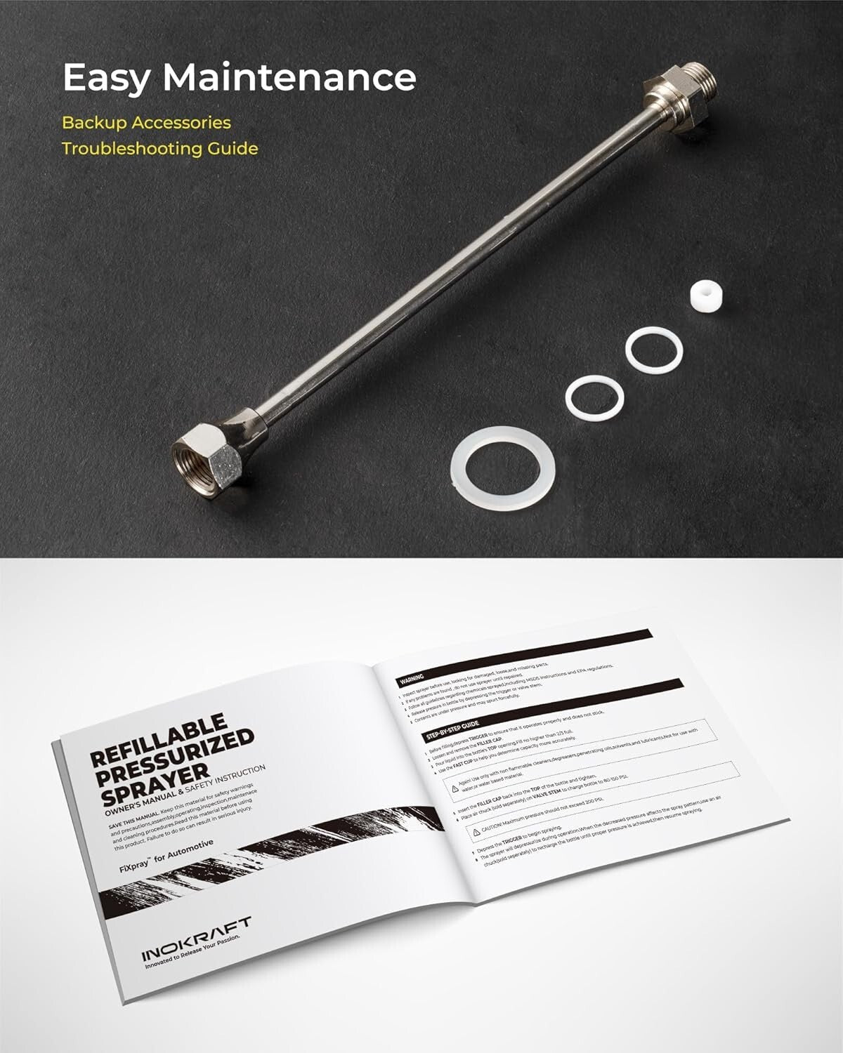 Efficient 0.25 Gallon Metal Spray Bottle with 10m Hose for Brake Cleaner & More