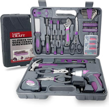 Load image into Gallery viewer, Elegant Pink 44-Piece Tool Set with Powerful Cordless Screwdriver - Gift-Ready