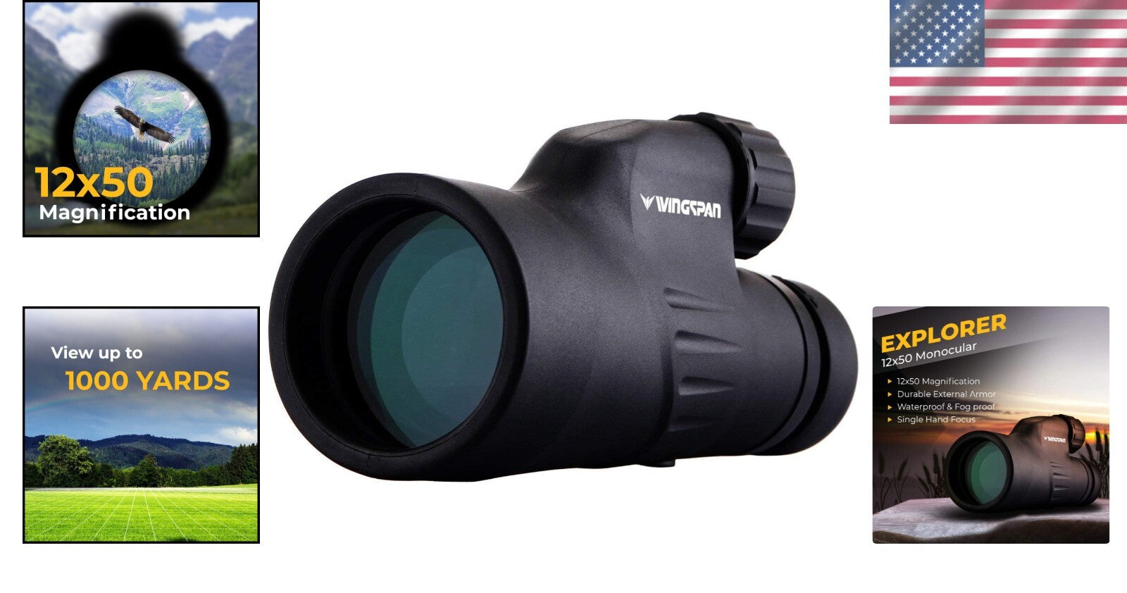 Durable 12X50 Monocular with Single Hand Focus - Perfect for Outdoor Adventures