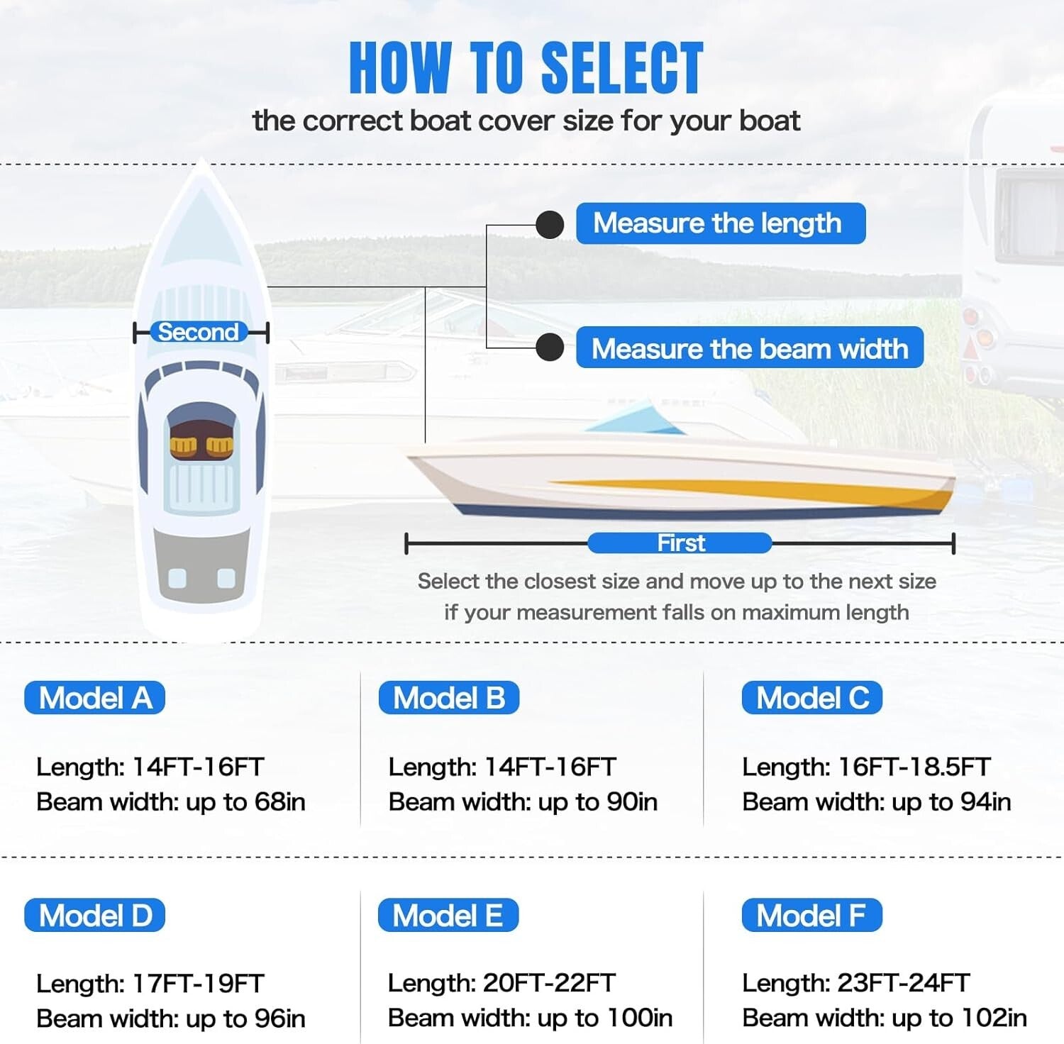 Ultimate Heavy Duty Boat Cover 23-24ft - UV and Waterproof Protection Included