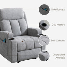 Load image into Gallery viewer, Ergonomic Manual Recliner with 8 Massage Motors &amp; Storage - Modern Gray Style