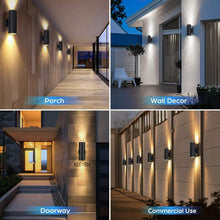 Load image into Gallery viewer, Weatherproof 4-Pack Black Up and Down Wall Sconces for Modern Outdoor Spaces