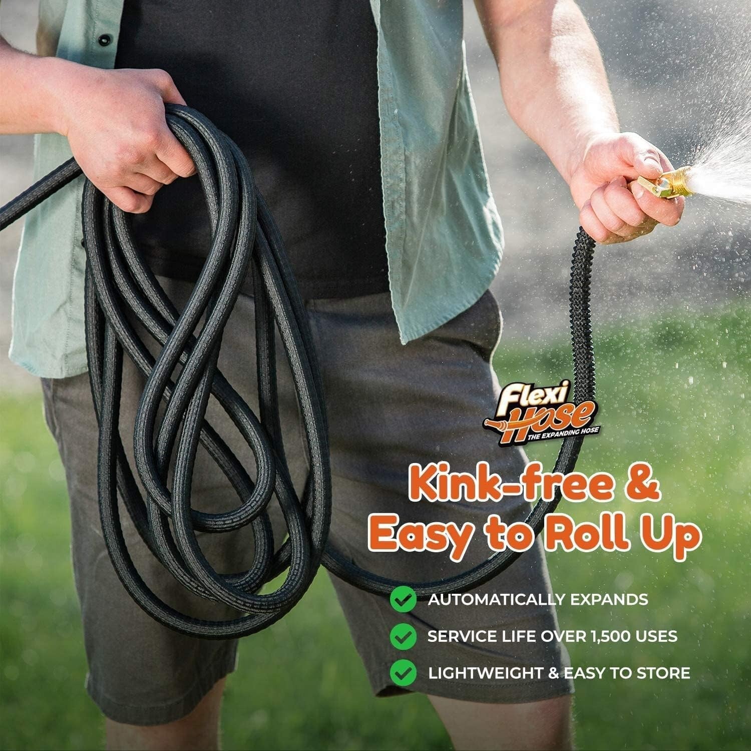 Durable 50ft Water Hose with Heavy-Duty Brass Connectors - Perfect for Gardening