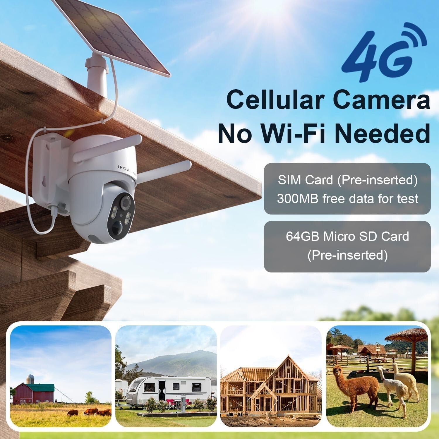 4G LTE Solar Security Camera with 2K HD Night Vision - Wireless & Weatherproof