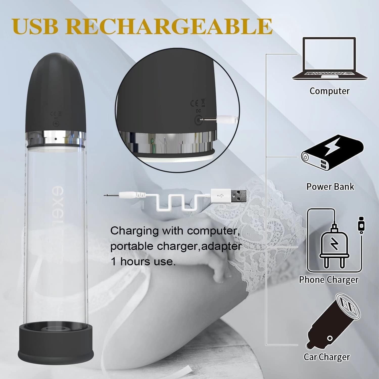 Rechargeable Electric Penis Pump with 5 Suction Levels for Stronger Erections