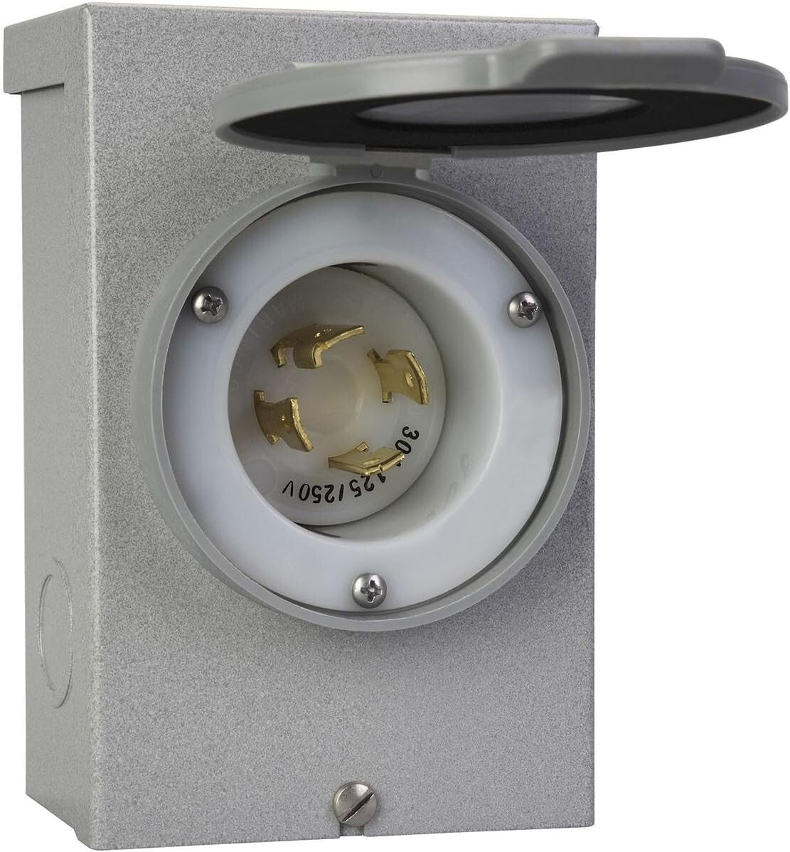 Weather-Resistant 30-Amp Power Inlet Box - 7,500 Watt Generator Compatibility