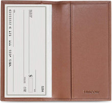 Load image into Gallery viewer, Elegant Checkbook Cover in Premium Cognac Leather - Gift-Ready Packaging