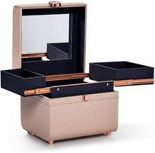 Load image into Gallery viewer, Elegant Vegan Leather Cosmetic Organizer with Trays &amp; Mirror - Travel Essential