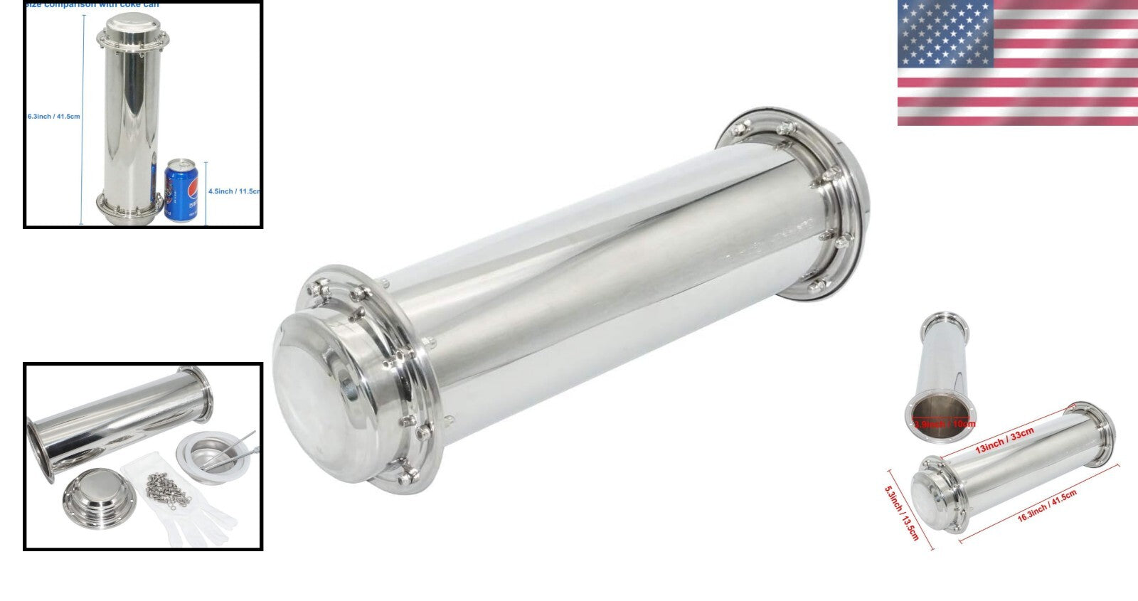 Durable 16.3 Inch Waterproof Stainless Steel Capsule - Secure Storage Solution